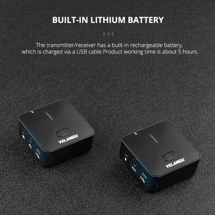 YELANGU MX5S 2.4G Live Broadcast Interview Wireless Recording Camera Microphone, 1 Receiver to 2 Transmitter(Black) by YELANGU