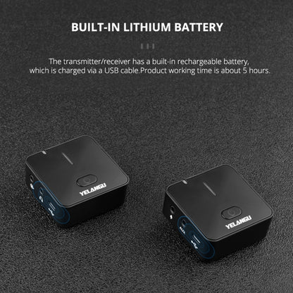 YELANGU MX5S 2.4G Live Broadcast Interview Wireless Recording Camera Microphone, 1 Receiver to 2 Transmitter(Black) by YELANGU