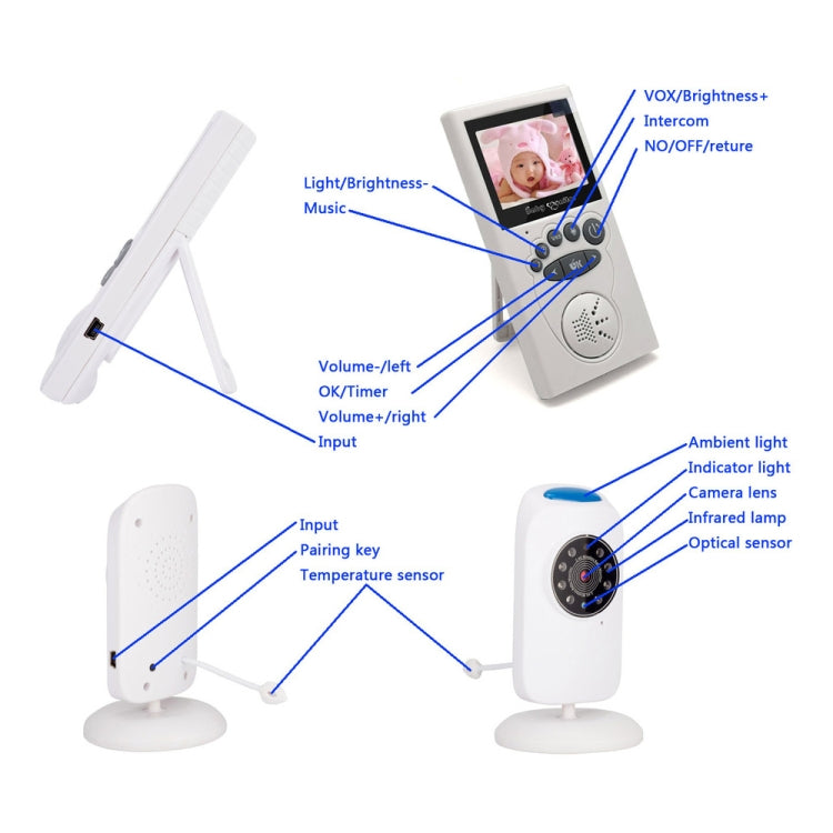 WLSES GB101 2.4 inch Wireless Surveillance Camera Baby Monitor, EU Plug by bashfashion