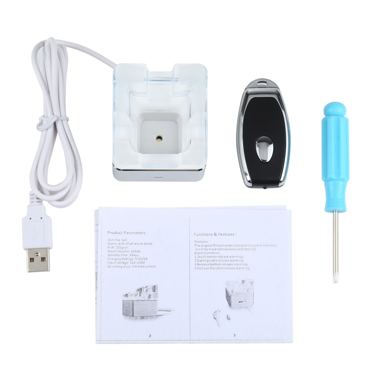 Anti-theft Alarm Stand Security System Burglar Alarm / Anti-theft Alarm Display Holder for Mobile Phones with Micro-USB Port(White) by bashfashion