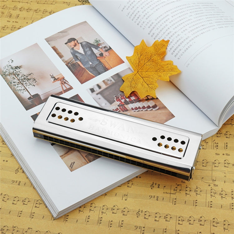 Swan SW24-12A 24-holes Double-sided Harmonica Beginner Polyphony Box Adult Children Beginners Performance by bashfashion