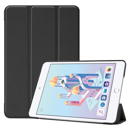 Custer Texture Horizontal Flip Smart PU Leather Case for iPad Mini 4 / Mini 5, with Sleep / Wake-up Function & Three-folding Holder (Black) by bashfashion
