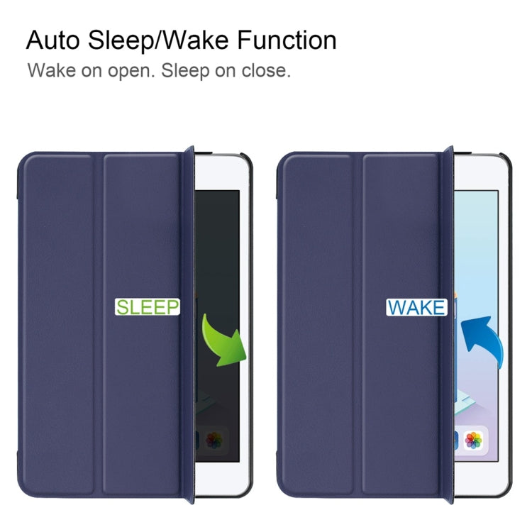Custer Texture Horizontal Flip Smart PU Leather Case for iPad Mini 4 / Mini 5, with Sleep / Wake-up Function & Three-folding Holder (Blue) by bashfashion