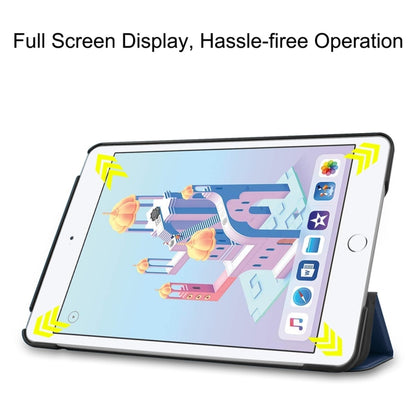 Custer Texture Horizontal Flip Smart PU Leather Case for iPad Mini 4 / Mini 5, with Sleep / Wake-up Function & Three-folding Holder (Blue) by bashfashion