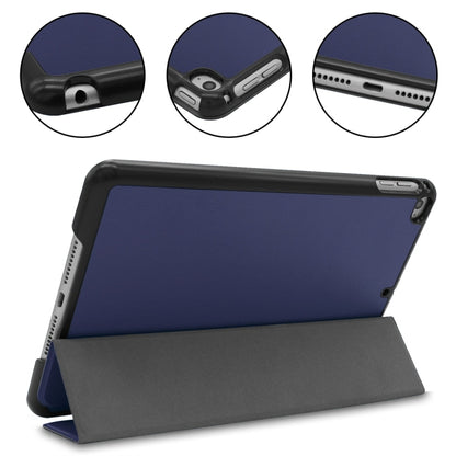 Custer Texture Horizontal Flip Smart PU Leather Case for iPad Mini 4 / Mini 5, with Sleep / Wake-up Function & Three-folding Holder (Blue) by bashfashion