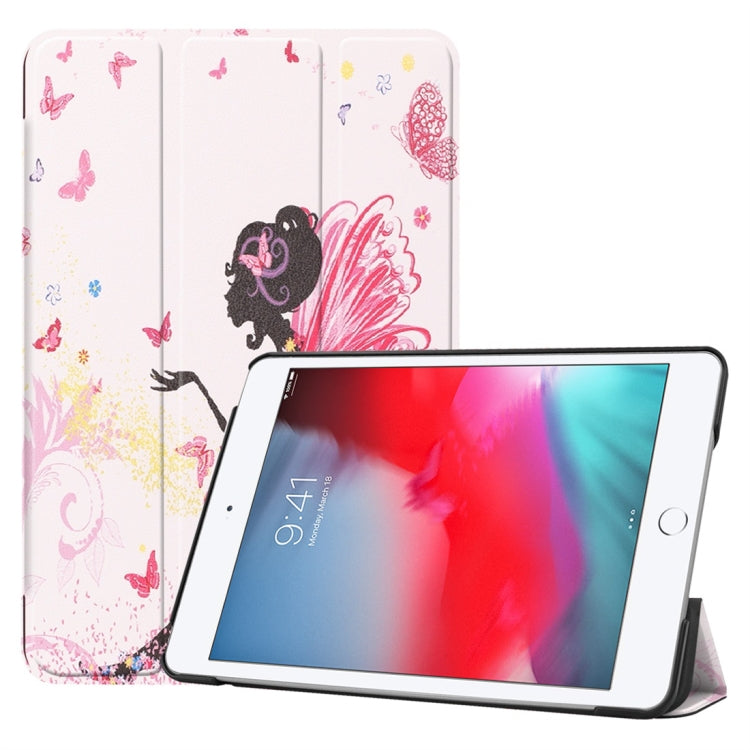 Fairy Girl Pattern Custer Texture Horizontal Flip PU Leather Case for iPad Mini 2019 / Mini 4 , with Three-folding Holder & Sleep / Wake-up Function by bashfashion