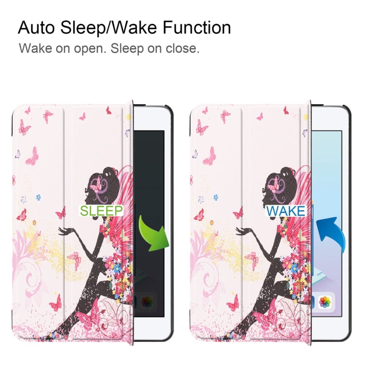 Fairy Girl Pattern Custer Texture Horizontal Flip PU Leather Case for iPad Mini 2019 / Mini 4 , with Three-folding Holder & Sleep / Wake-up Function by bashfashion