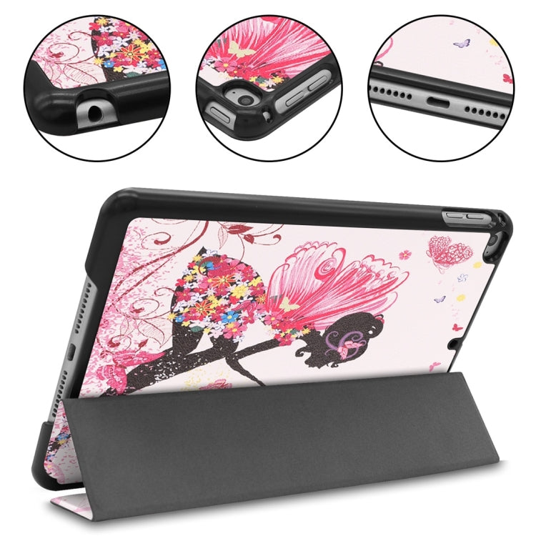 Fairy Girl Pattern Custer Texture Horizontal Flip PU Leather Case for iPad Mini 2019 / Mini 4 , with Three-folding Holder & Sleep / Wake-up Function by bashfashion