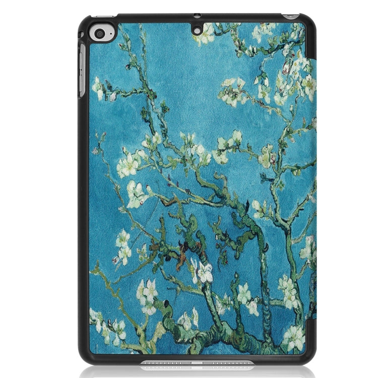 Apricot Flower Pattern Custer Texture Horizontal Flip PU Leather Case for iPad Mini 2019 / Mini 4 , with Three-folding Holder & Sleep / Wake-up Function by bashfashion