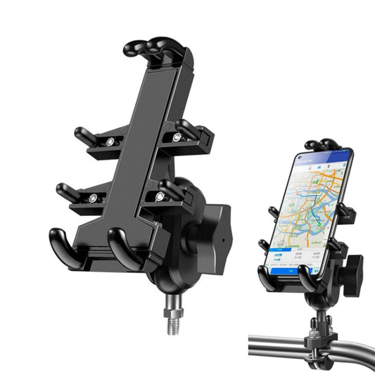 M10 Bolt Ball-Head Motorcycle Multi-function Eight-jaw Aluminum Phone Navigation Holder Bracket by bashfashion