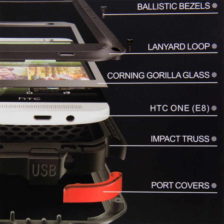 LOVE MEI for HTC One E8 Powerful Waterproof Dustproof Shockproof Anti-slip Metal Protective Case(White) by LOVE MEI