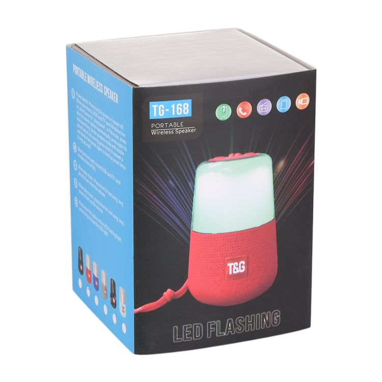 T&G TG168 Portable Wireless Bluetooth V5.0 Stereo Speaker with Handle, Built-in MIC, Support Flashing LED Light & TF Card & U Disk & AUX IN & FM(Cyan) by T&G