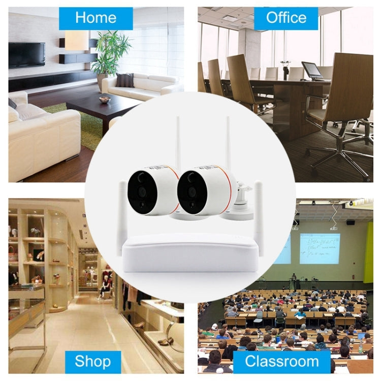 Indoor 4CH HD 1080P Security Wireless IP IR Camera Wifi Kit, Support Night Vision / PIR Detection / Two-Way Audio & Micro SD Card (128GB Max, IR Distance: 9m(White) by bashfashion