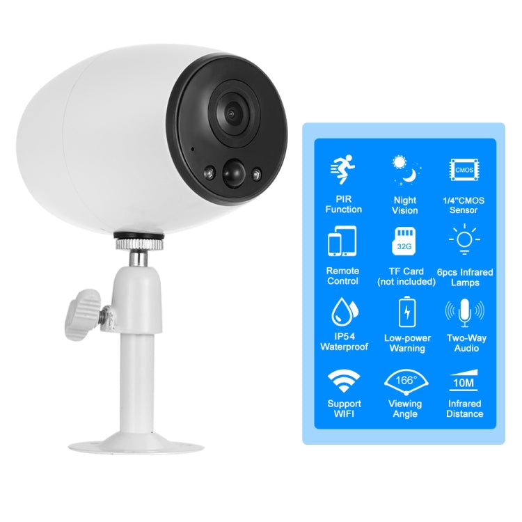VESAFE VS-DC01 Security HD 720P Two-Way Audio Wireless Wifi IP Camera, Support Night Vision & PIR Detection & TF Card, IP54 Waterproof(White) by bashfashion