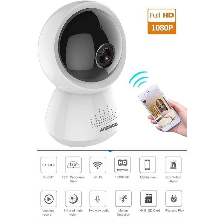Anpwoo AP005 2.0MP 1080P 1/2.7 inch CMOS HD WiFi IP Camera, Support Motion Detection / Night Vision(White) by Anpwoo