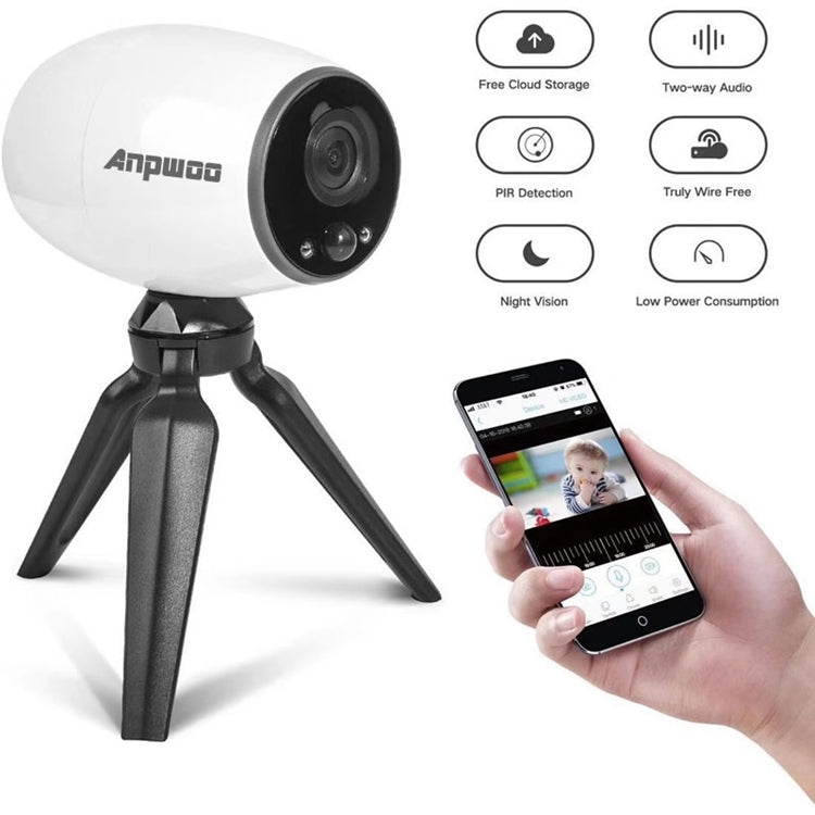 Anpwoo Cannon 1.3MP 960P 1/3 inch CMOS HD WiFi IP Camera With Tripod Holder, Support Motion Detection / Night Vision(White) by Anpwoo
