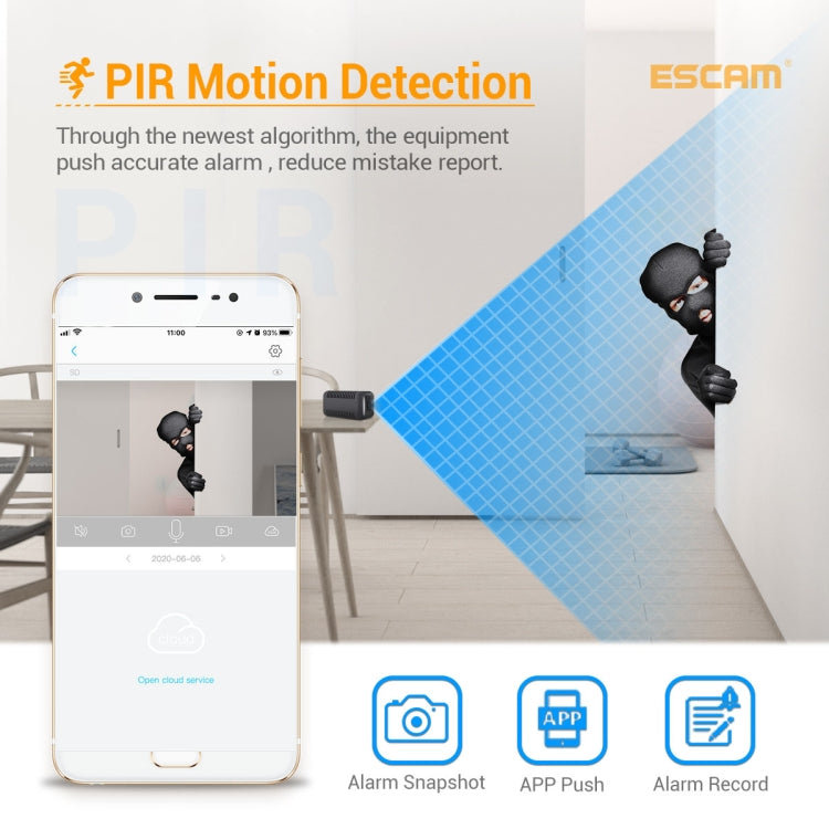 ESCAM G18 1080P Full HD Rechargeable Battery WiFi IP Camera, Support Night Vision / PIR Motion Detection / TF Card / Two Way Audio (Black) by ESCAM