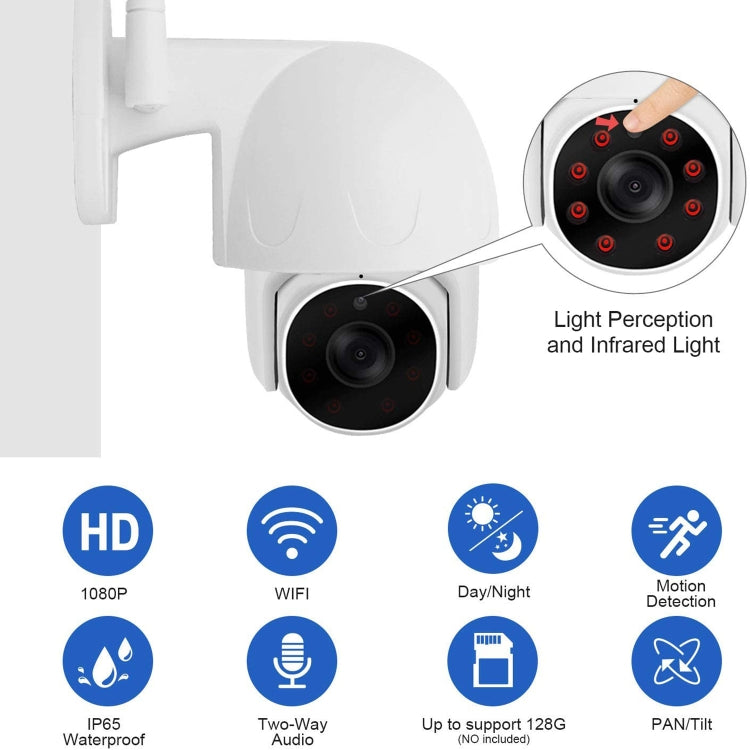 Tuya QX45 1080P Full HD IP65 Waterproof 2.4G Wireless IP Camera, Support Motion Detection & Two-way Audio & Night Vision & TF Card, UK Plug by bashfashion
