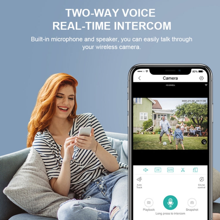 QX55 3.0 Million Pixels IP65 Waterproof 2.4G Wireless IP Camera, Support Motion Detection & Two-way Audio & Night Vision & TF Card, AU Plug by bashfashion