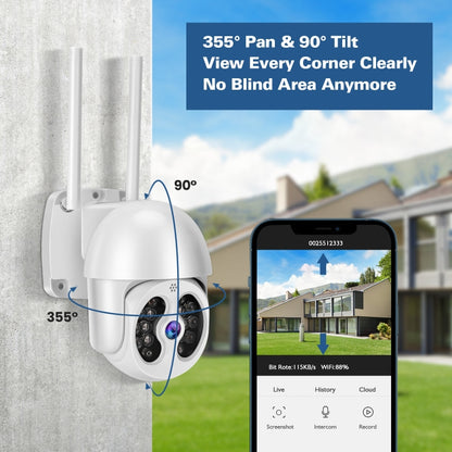 Tuya QX56 3.0 Million Pixels IP66 Waterproof 2.4G Wireless IP Camera, Support Amazon Alexa & Google Home & Motion Detection & Two-way Audio & Full Color Night Vision & TF Card, UK Plug by bashfashion