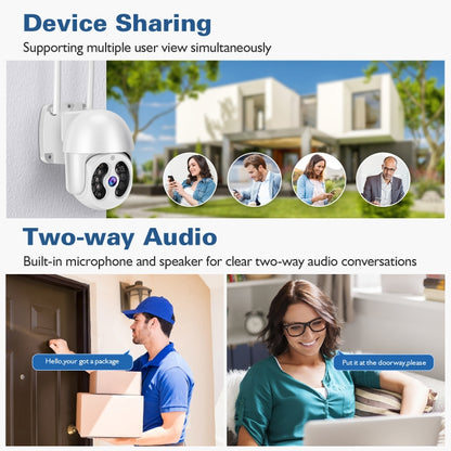 Tuya QX56 3.0 Million Pixels IP66 Waterproof 2.4G Wireless IP Camera, Support Amazon Alexa & Google Home & Motion Detection & Two-way Audio & Full Color Night Vision & TF Card, AU Plug by bashfashion