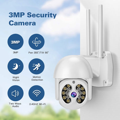 Tuya QX56 3.0 Million Pixels IP66 Waterproof 2.4G Wireless IP Camera, Support Motion Detection & Two-way Audio & Full Color Night Vision & TF Card, EU Plug by bashfashion