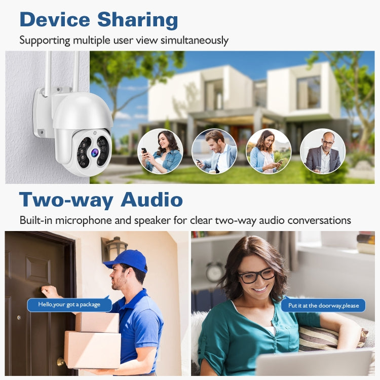 Tuya QX56 3.0 Million Pixels IP66 Waterproof 2.4G Wireless IP Camera, Support Motion Detection & Two-way Audio & Full Color Night Vision & TF Card, UK Plug by bashfashion