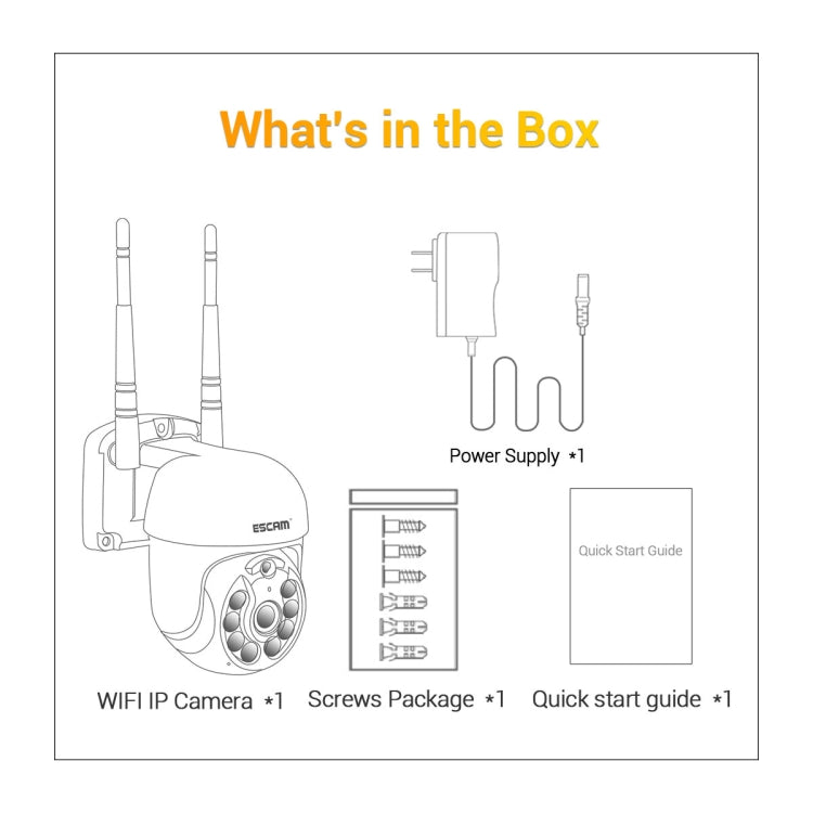 ESCAM WNK610 3.0 Million Pixels Wireless Dome IP Camera, Support Motion Detection & Two-way Audio & Full-color Night Vision & TF Card, EU Plug by ESCAM