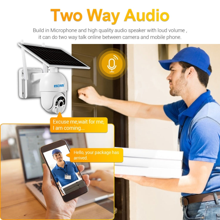 ESCAM QF450 HD 1080P 4G AU Version Solar Powered IP Camera without Memory, Support Two-way Audio & PIR Motion Detection & Night Vision & TF Card by ESCAM