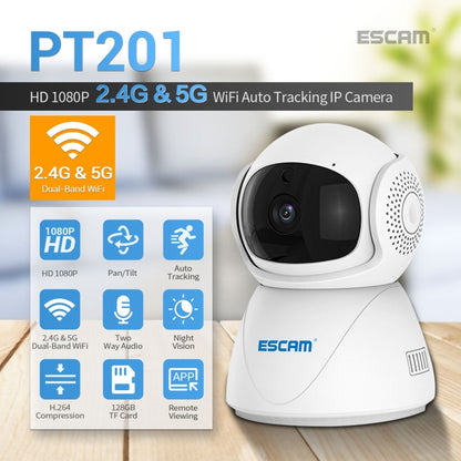 ESCAM PT201 HD 1080P Dual-band WiFi IP Camera, Support Night Vision / Motion Detection / Auto Tracking / TF Card / Two-way Audio, AU Plug by ESCAM