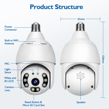 DP18 3.0MP Smart WiFi 1080P HD Outdoor Network Light Bulb Camera, Support Infrared Night Vision & Motion Detection & TF Card by bashfashion