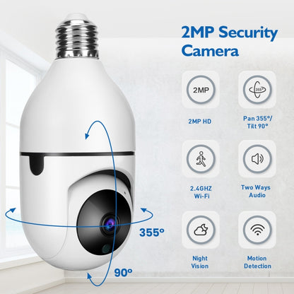 DP17 2.0 Million Pixels Single Light Source Smart Dual-band WiFi 1080P HD Outdoor Network Light Bulb Camera, Support Infrared Night Vision & Two-way Audio & Motion Detection & TF Card by bashfashion