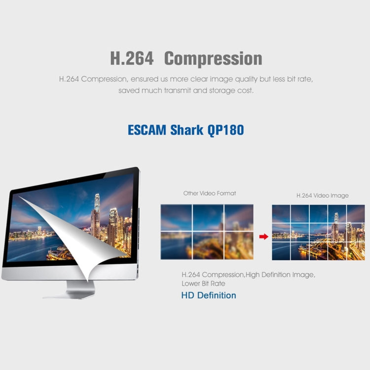 ESCAM Shark QP180 960P 360 Degrees Fisheye Lens 1.3MP WiFi IP Camera, Support Motion Detection / Night Vision, IR Distance: 10m by ESCAM