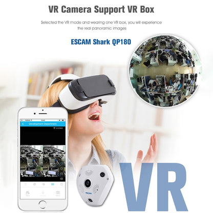 ESCAM Shark QP180 960P 360 Degrees Fisheye Lens 1.3MP WiFi IP Camera, Support Motion Detection / Night Vision, IR Distance: 10m by ESCAM