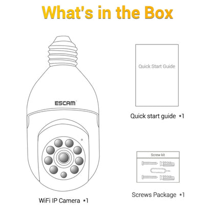 ESCAM PT208 1080P HD Light Bulb WiFi Camera, Support Motion Detection, Two-way Audio, Night Vision, TF Card by ESCAM