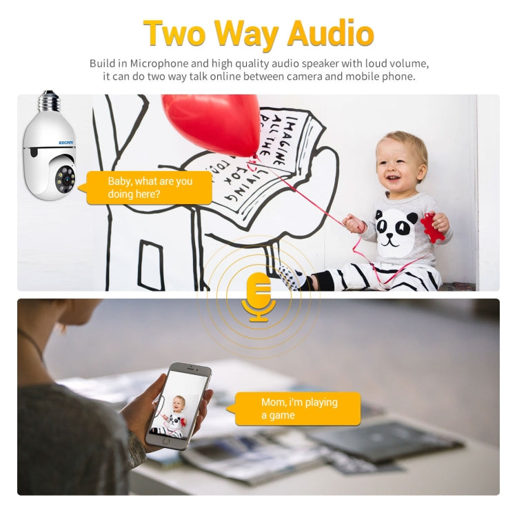 ESCAM PT208 1080P HD Light Bulb WiFi Camera, Support Motion Detection, Two-way Audio, Night Vision, TF Card by ESCAM