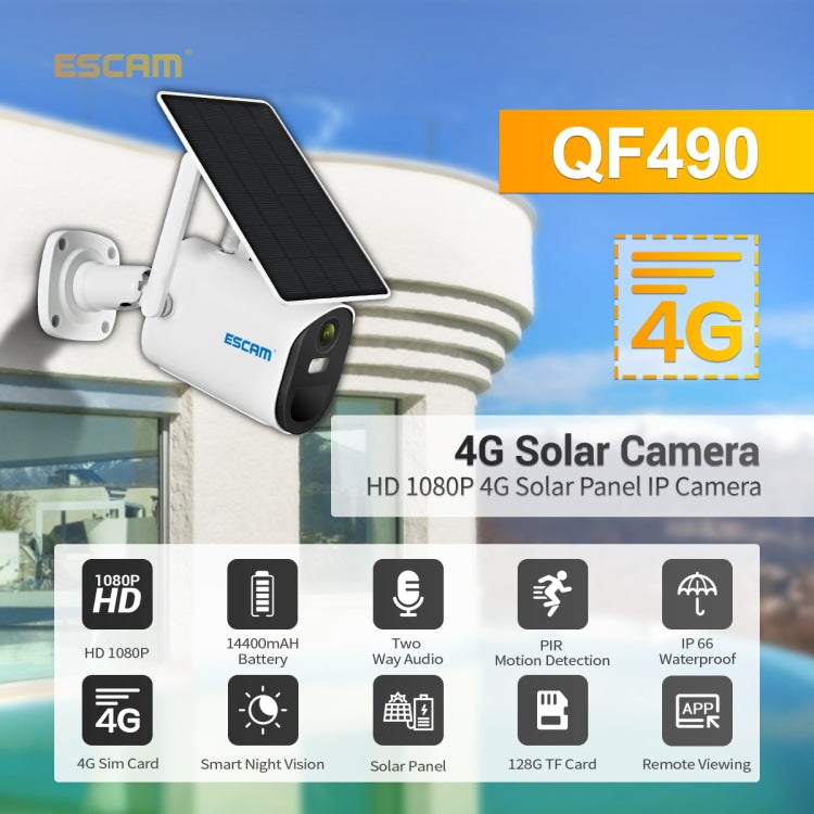 ESCAM QF490 HD 1080P 4G Solar Panel IP Camera, Southeast Asia Version by ESCAM