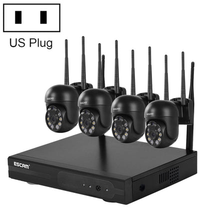 ESCAM WNK614 HD 3.0 Million Pixels 8-channel Wireless + 4IPC Wireless NVR Security System, US Plug by ESCAM
