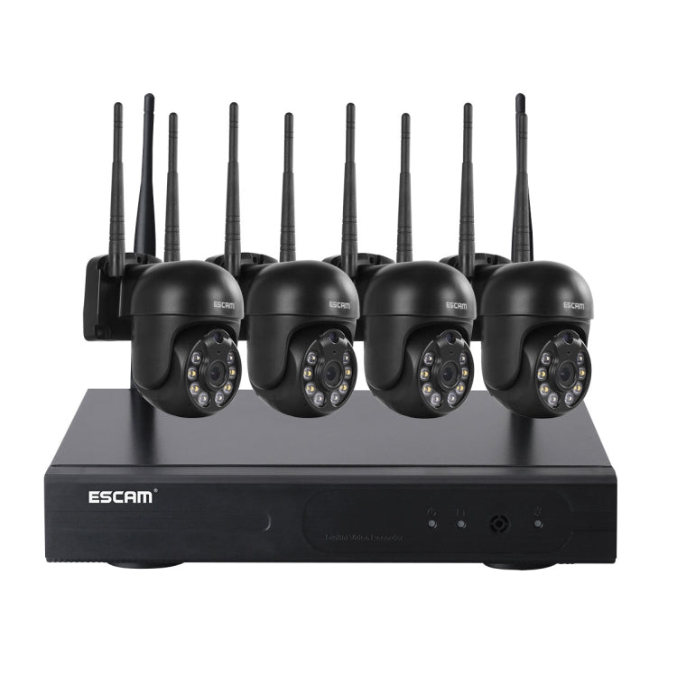 ESCAM WNK614 HD 3.0 Million Pixels 8-channel Wireless + 4IPC Wireless NVR Security System, EU Plug by ESCAM