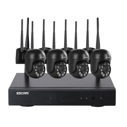 ESCAM WNK614 HD 3.0 Million Pixels 8-channel Wireless + 4IPC Wireless NVR Security System, UK Plug by ESCAM