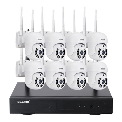 ESCAM WNK718 HD 3.0 Million Pixels 8-channel Wireless + 8IPC Wireless NVR Security System, EU Plug by ESCAM