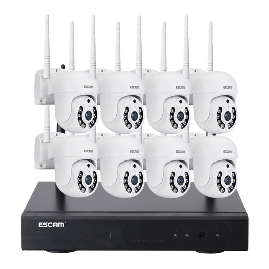 ESCAM WNK718 HD 3.0 Million Pixels 8-channel Wireless + 8IPC Wireless NVR Security System, EU Plug by ESCAM