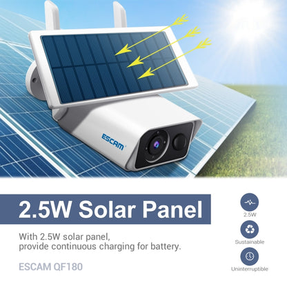 ESCAM QF180 H.265 3MP Solar Wifi IP Camera, Without Battery(White) by ESCAM