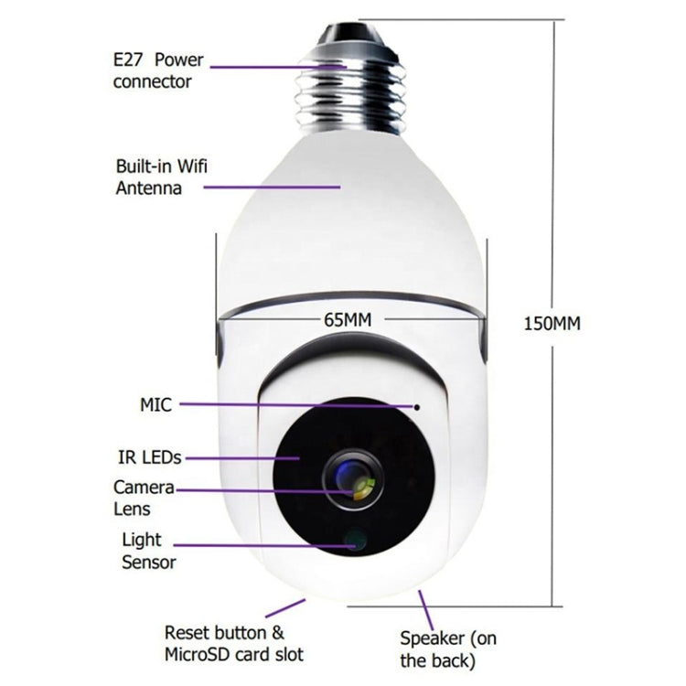 GA-C11 1080P 2MP 2.4G Single Frequency Two-way Voice Intercom Bulb Camera (White) by bashfashion
