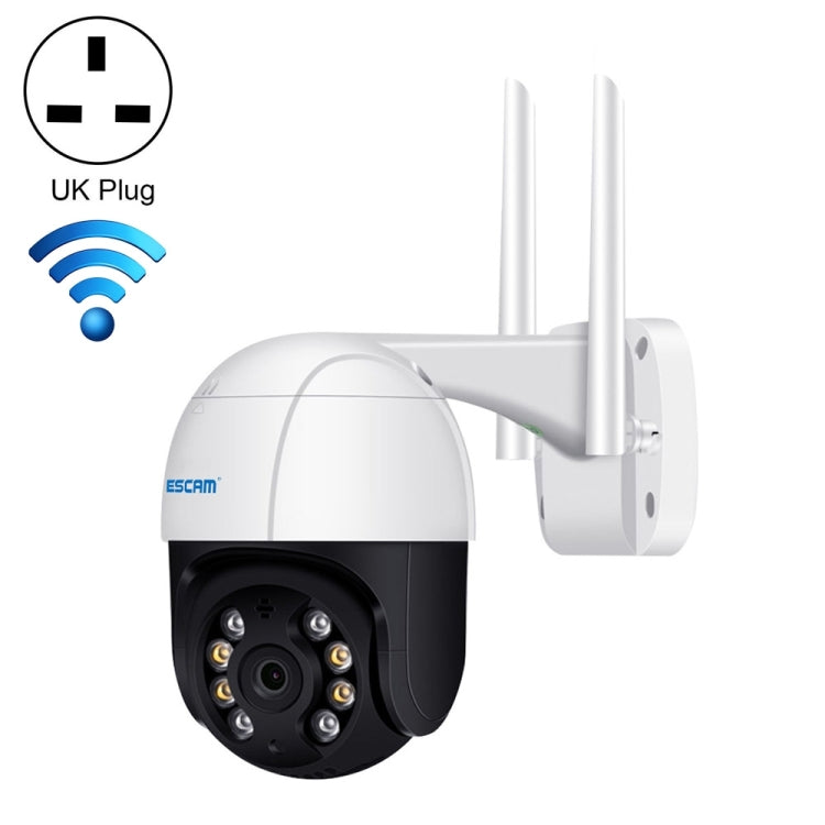 ESCAM QF218 1080P Pan / Tilt AI Humanoid Detection IP66 Waterproof WiFi IP Camera, Support ONVIF / Night Vision / TF Card / Two-way Audio, UK Plug by ESCAM