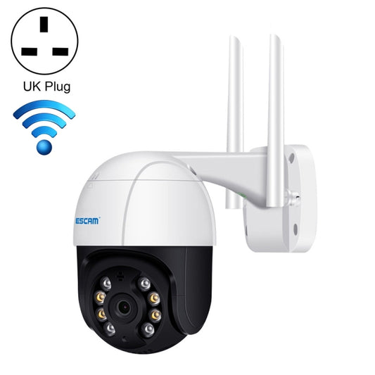 ESCAM QF218 1080P Pan / Tilt AI Humanoid Detection IP66 Waterproof WiFi IP Camera, Support ONVIF / Night Vision / TF Card / Two-way Audio, UK Plug by ESCAM