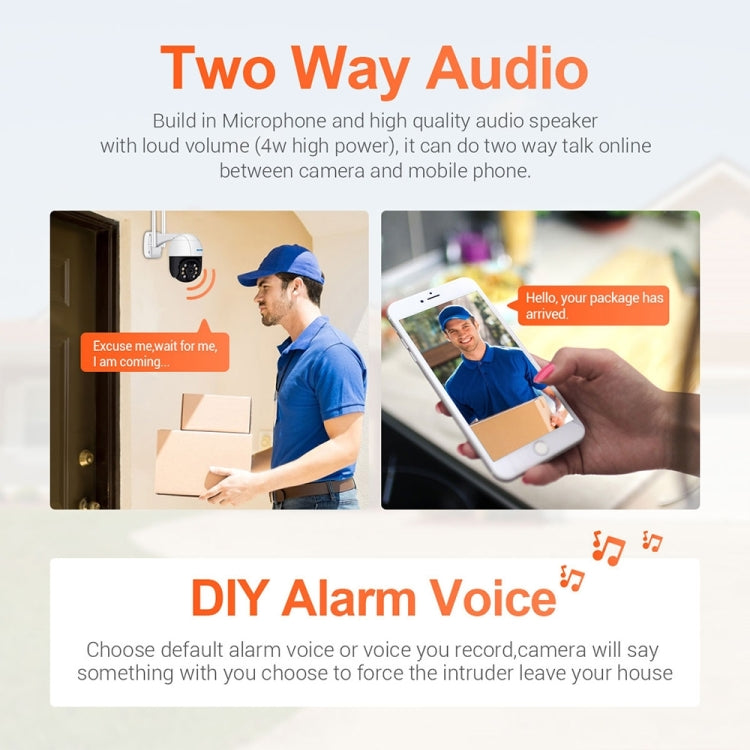 ESCAM QF218 1080P Pan / Tilt AI Humanoid Detection IP66 Waterproof WiFi IP Camera, Support ONVIF / Night Vision / TF Card / Two-way Audio, US Plug by ESCAM