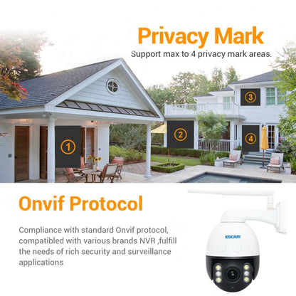 ESCAM Q5068 H.265 5MP Pan / Tilt / 4X Zoom WiFi Waterproof IP Camera, Support ONVIF Two Way Talk & Night Vision, EU Plug by ESCAM