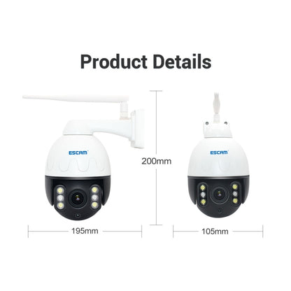 ESCAM Q5068 H.265 5MP Pan / Tilt / 4X Zoom WiFi Waterproof IP Camera, Support ONVIF Two Way Talk & Night Vision, EU Plug by ESCAM