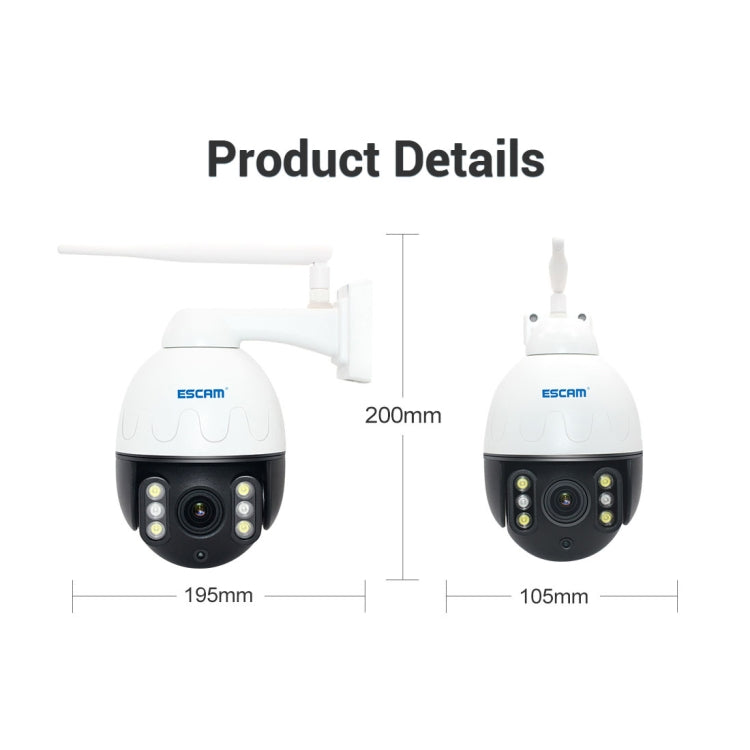 ESCAM Q5068 H.265 5MP Pan / Tilt / 4X Zoom WiFi Waterproof IP Camera, Support ONVIF Two Way Talk & Night Vision, AU Plug by ESCAM